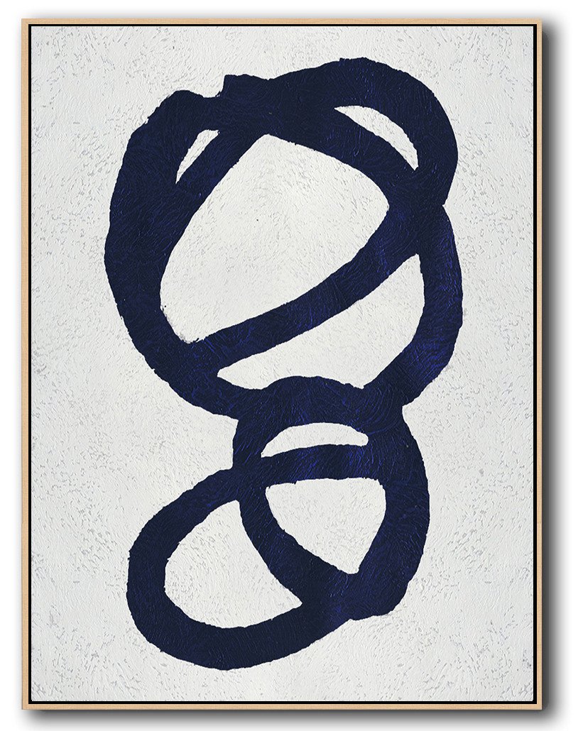 Hand Made Abstract Art,Navy Blue Abstract Painting Online,Large Contemporary Painting